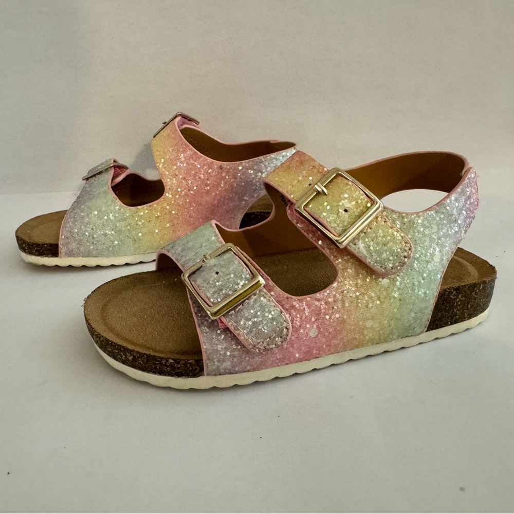 Cat & Jack rainbow sparkly glitter sandals size 7